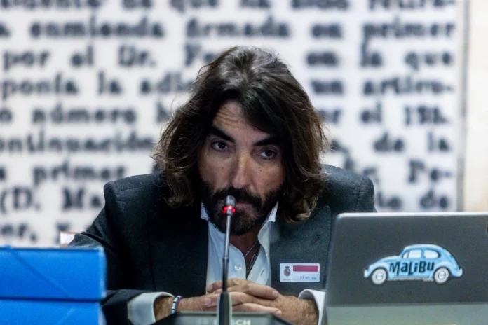 Javier Hidalgo en el Senado, donde habló de su relación con Aldama. EUROPA PRESS