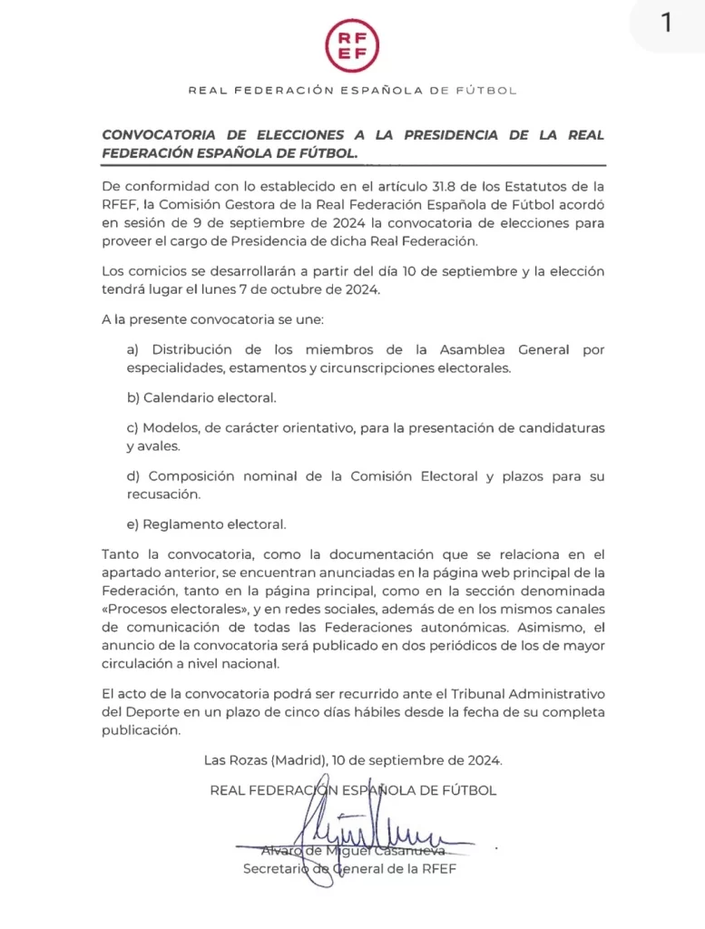 Así es la denuncia que el CSD elevará al TAD contra Rafael Louzán, candidato a la RFEF 3 Moncloa documento alvaro de miguel Moncloa
