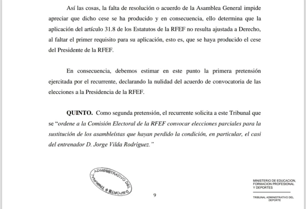 Así es la denuncia que el CSD elevará al TAD contra Rafael Louzán, candidato a la RFEF 5 Moncloa expediente 2 Moncloa