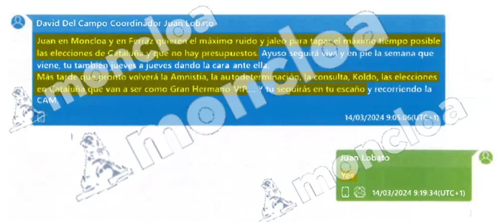 La filtración de los datos del novio de Ayuso cerca a Ferraz, Antolín y Vallés 4 Moncloa La reflexión de David del Campo a Lobato para alejarse de la guerra entre Ferraz y Ayuso