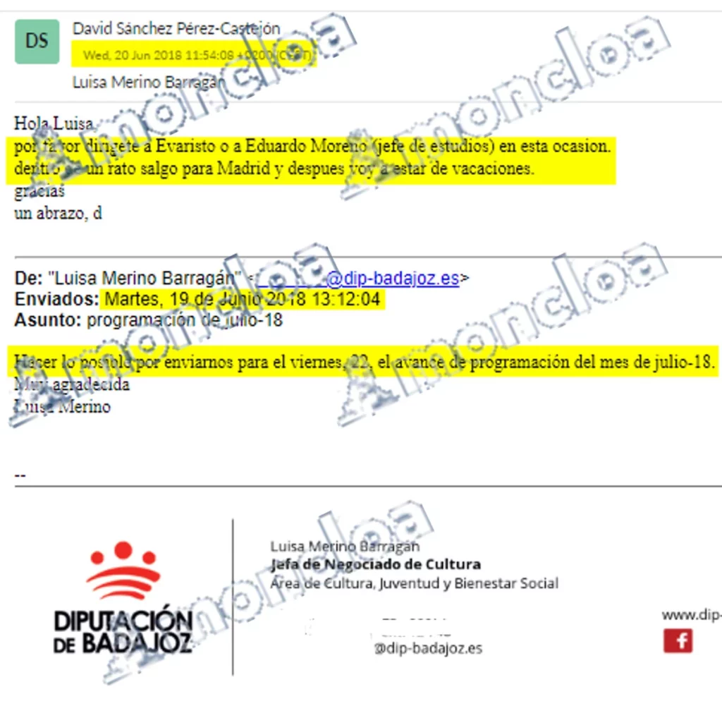 Un informe desmonta a David Sánchez: del «borrado» de correos a la vagancia 3 Moncloa Uno de los 16 correos recibidos por David Sánchez en 2018