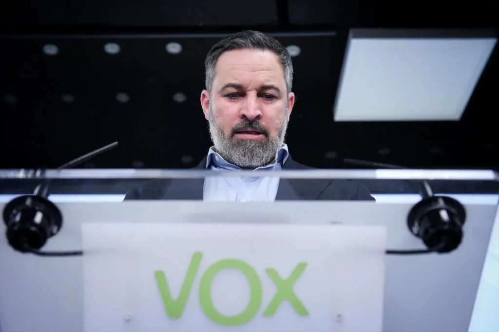 Patriotas convierte a Madrid en una oda a Donald Trump 1 Moncloa EuropaPress 6449415 lider vox santiago abascal rueda prensa posterior comite direccion partido Moncloa
