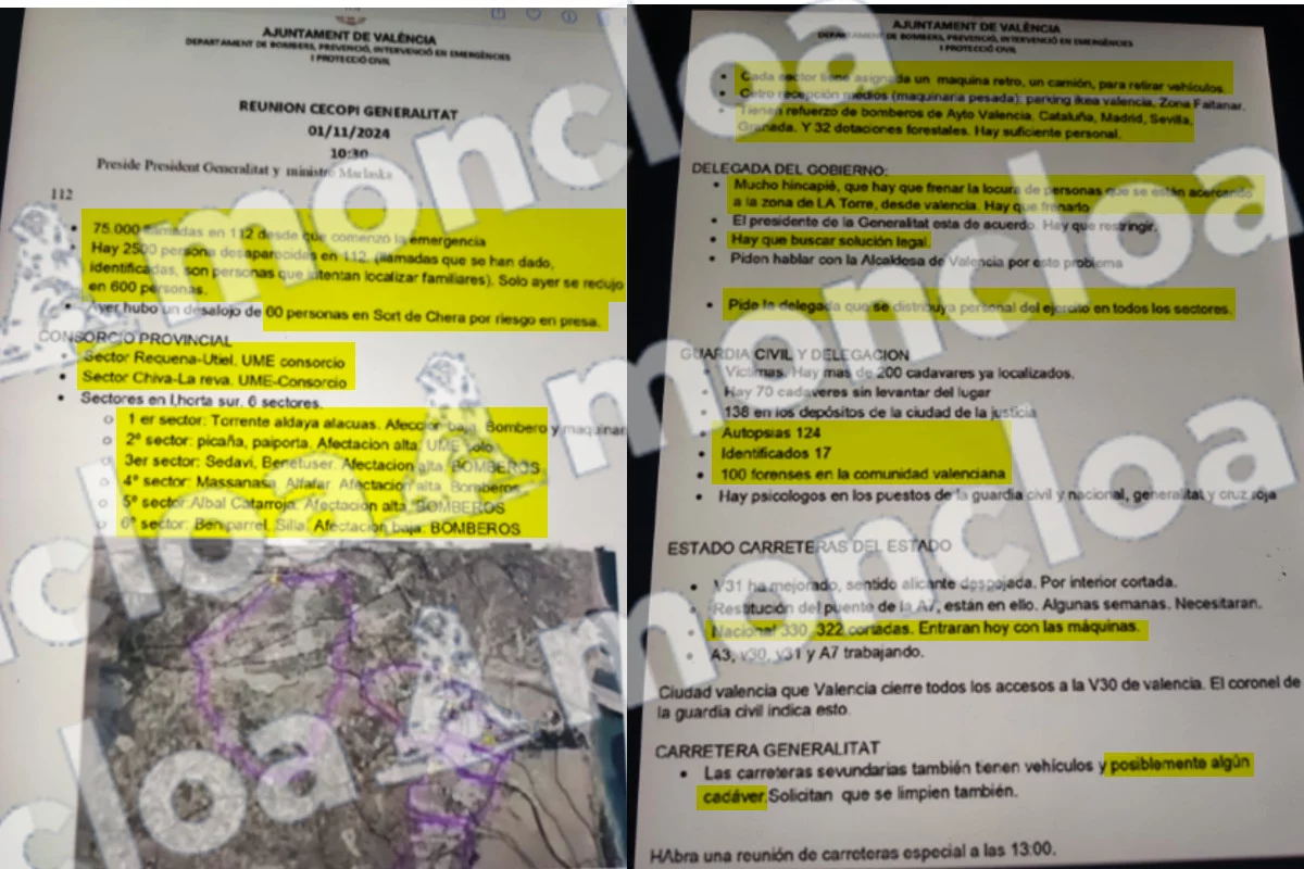 Las actas del CECOPI sobre la DANA