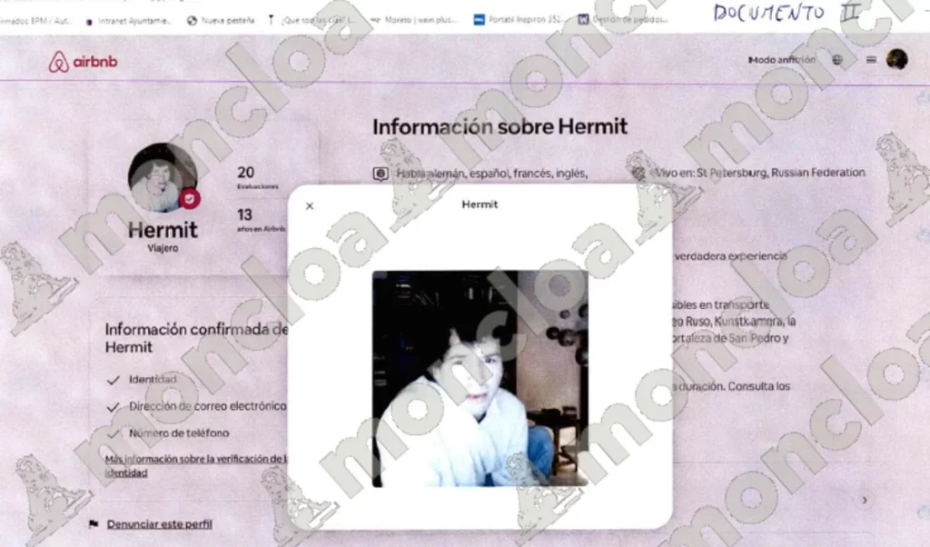 Piden 3 años de prisión para David Sánchez: «Pedro Sánchez indicó que su hermano era músico» 2 Moncloa 'Hermit', el perfil de David Sánchez en Airbnb. | Fuente: MONCLOA.COM