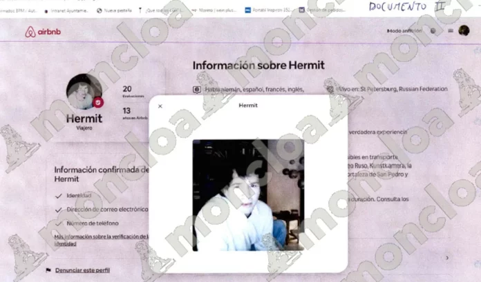 'Hermit', el perfil de David Sánchez en Airbnb. | Fuente: MONCLOA.COM