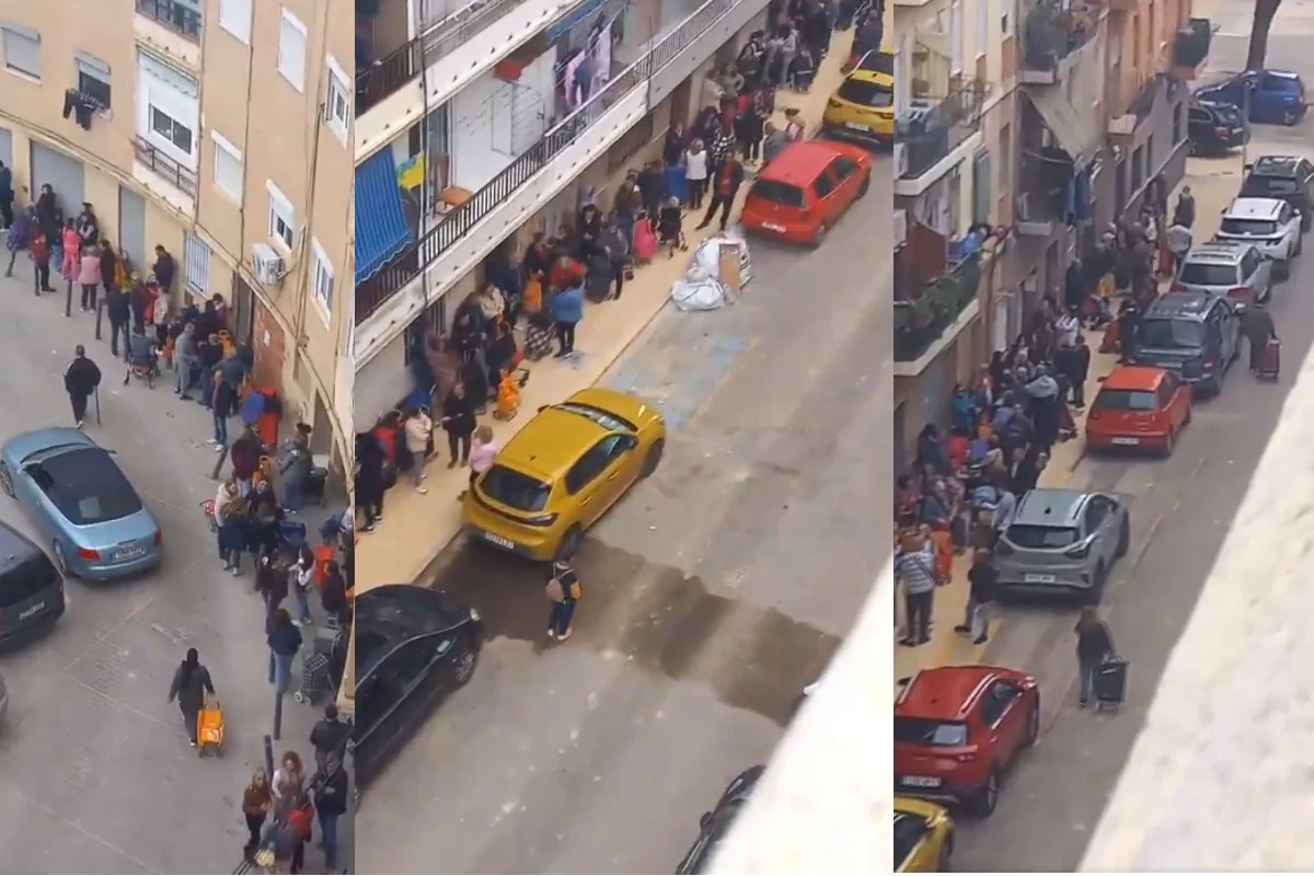 Las colas del hambre persisten en Valencia en los almacenes improvisados desde el 30 de octubre | Fuente: RRSS