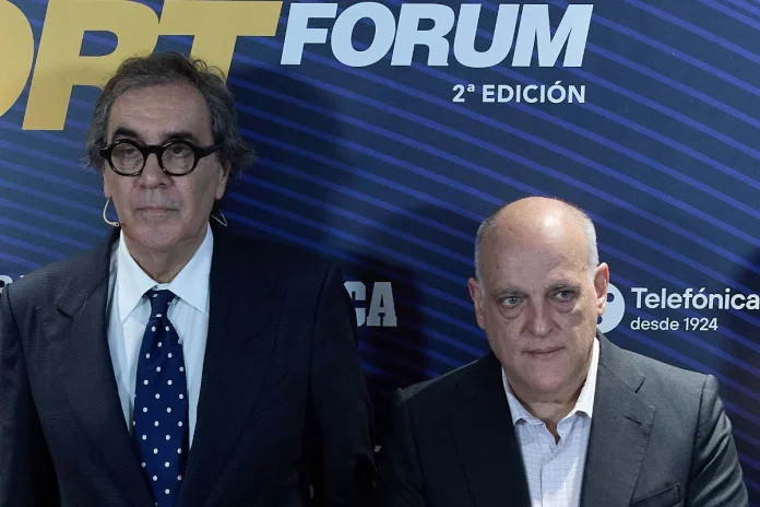 Tatxo Benet y Javier Tebas, CEO de Mediapro y presidente de LaLiga | Fuente: Agencias