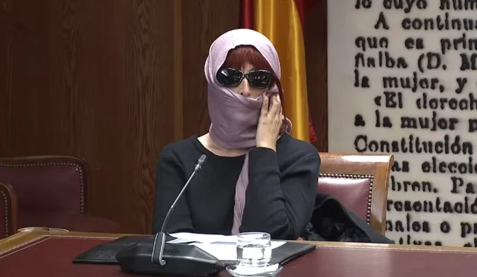 Patricia Úriz, disfrazada en el Senado, ante la comisión de investigación del caso Koldo | Fuente: Senado