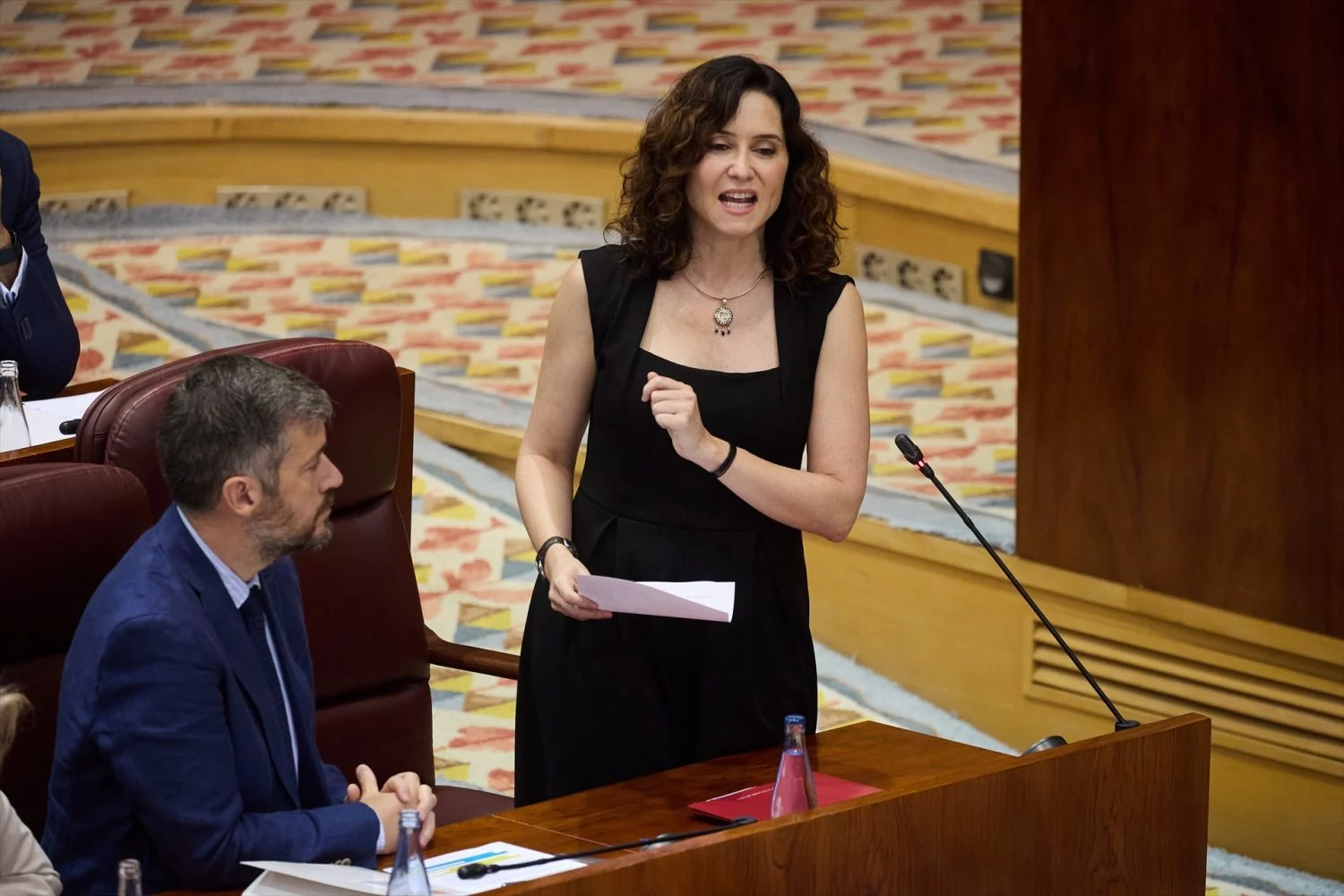 La presidenta de la Comunidad de Madrid, Isabel Díaz Ayuso, interviene durante una sesión plenaria en la Asamblea de Madrid (Fuente: Agencias)
