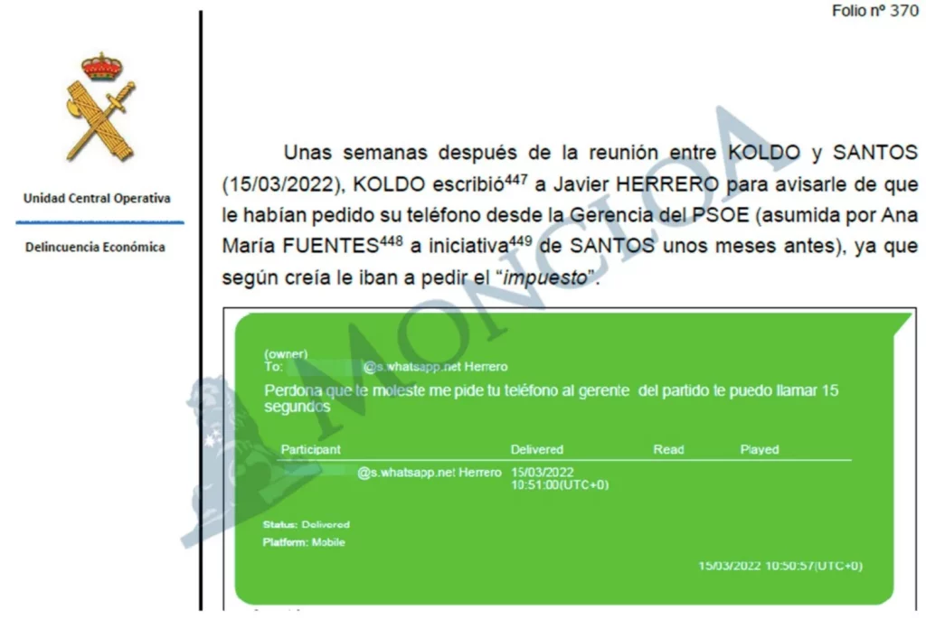Koldo García señaló a la gerente del PSOE puesta por Cerdán: «Te van a pedir el impuesto» 1 Moncloa impuesto 2 Moncloa