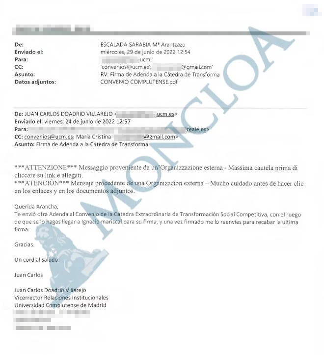Caso Begoña Gómez: Los 100 mails que el ex vicerrector de la UCM todavía guarda 1 Moncloa 1 Moncloa