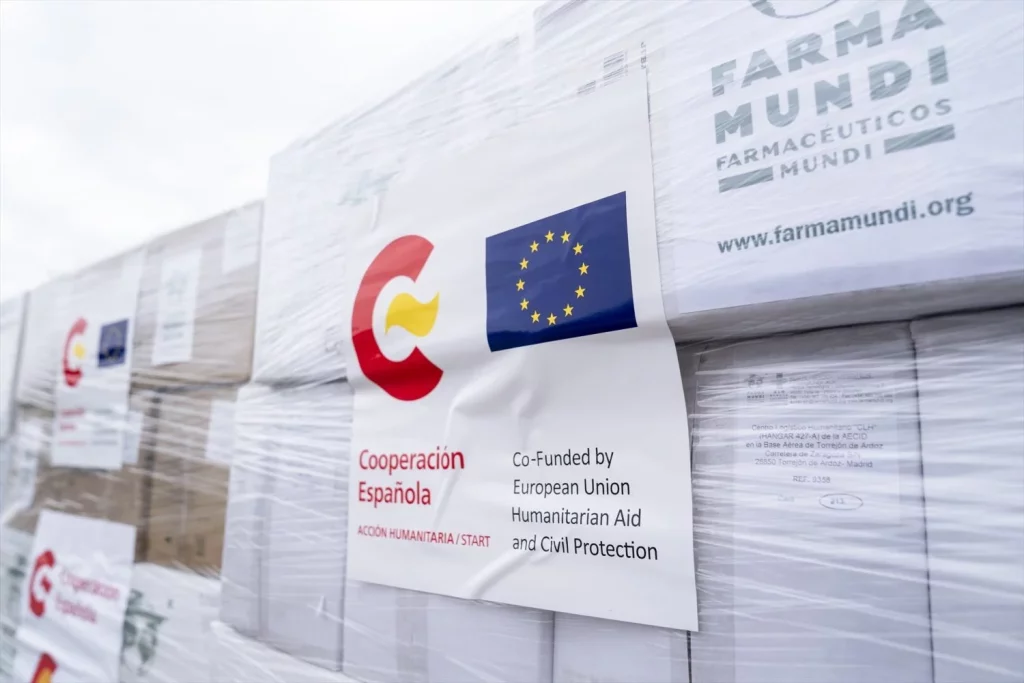EuropaPress 4277071 palets material sanitario farma mundi mandar ucrania base aerea torrejon Moncloa