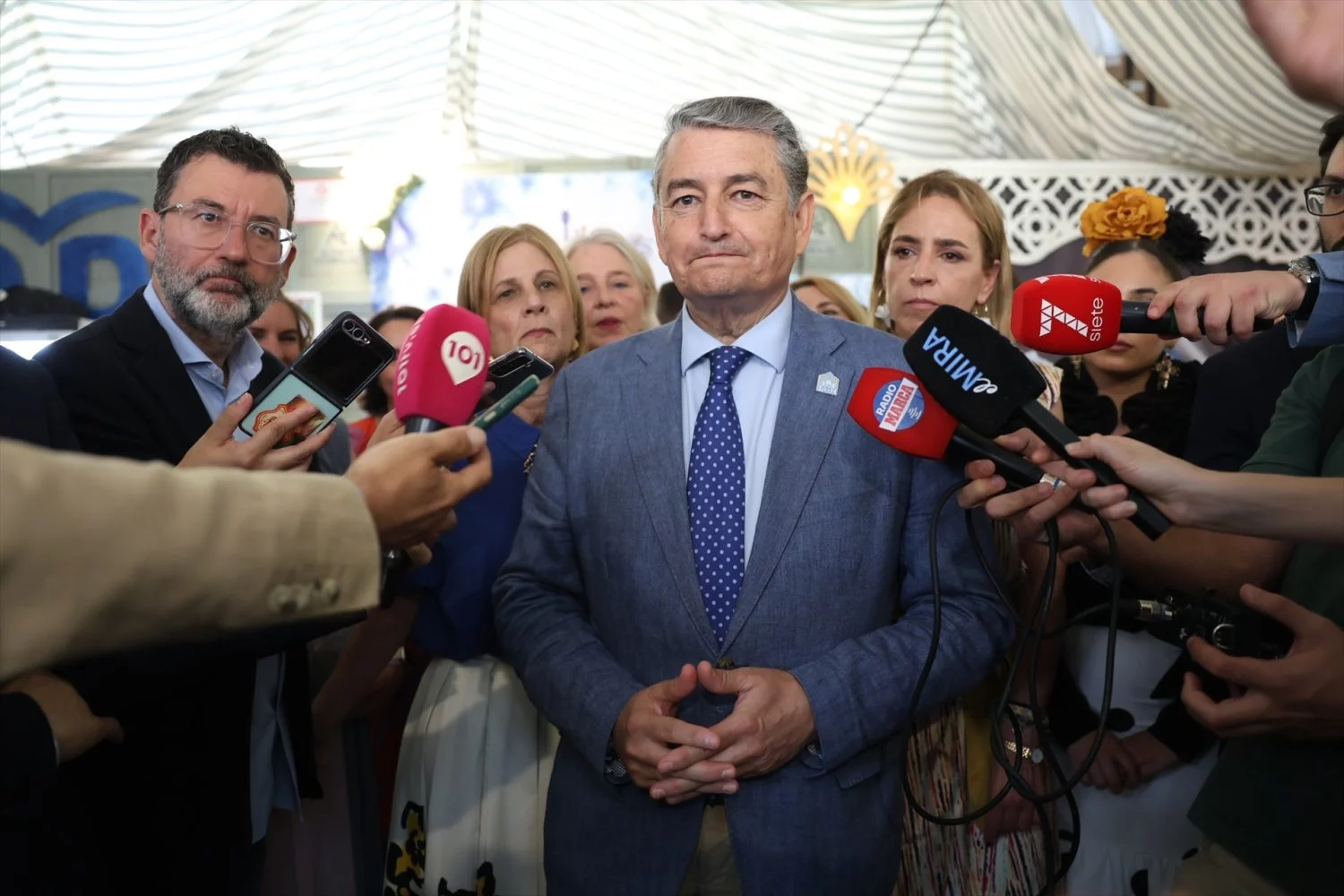 Antonio Sanz, atiende a los medios de comunicación en la Feria de Jerez, a 18 de mayo de 2025 en Jerez de la Frontera (Fuente: Agencias)