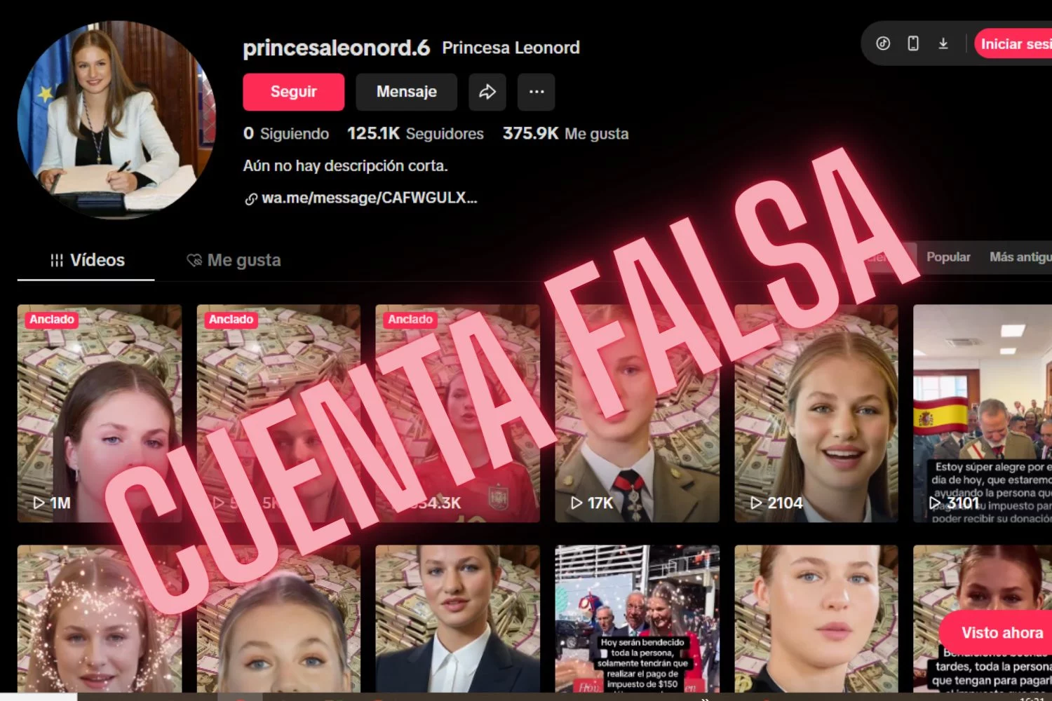 Se cuela en TikTok esta estafa con la princesa Leonor que podría dejarte sin un euro