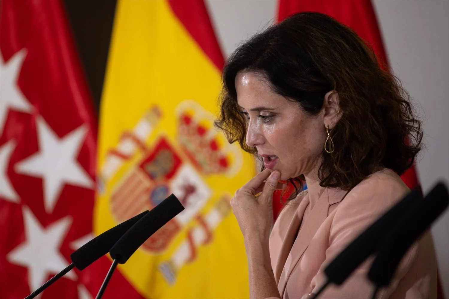 La presidenta de la Comunidad de Madrid, Isabel Díaz Ayuso, durante una rueda de prensa posterior a la reunión del Consejo de Gobierno, en la finca El Encín, a 17 de septiembre de 2025, en Alcalá de Henares, Madrid (Fuente: Agencias)
